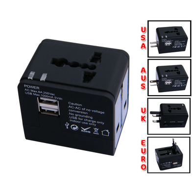 लाइट यूनिवर्सल यूएसबी यात्रा चार्जर पोर्टेबल, 5V 1000mA / 2 यूएसबी इंटरफ़ेस