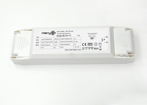 75 वाट लगातार वोल्टेज Dimmable एलईडी चालक 24V IP20 सीई 30000h लाइफ टाइम