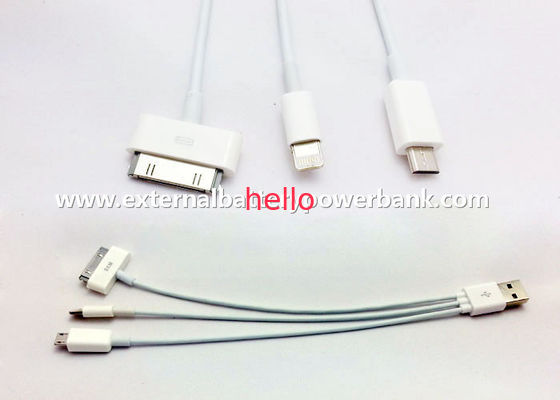 1 दौर यूएसबी माइक्रो / 4 जी / 8Pin कनेक्टर के साथ केबल चार्ज में व्हाइट 3